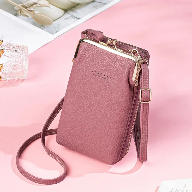 Korean Fashion Lychee Pattern Solid Color Diagonal Shoulder Bag