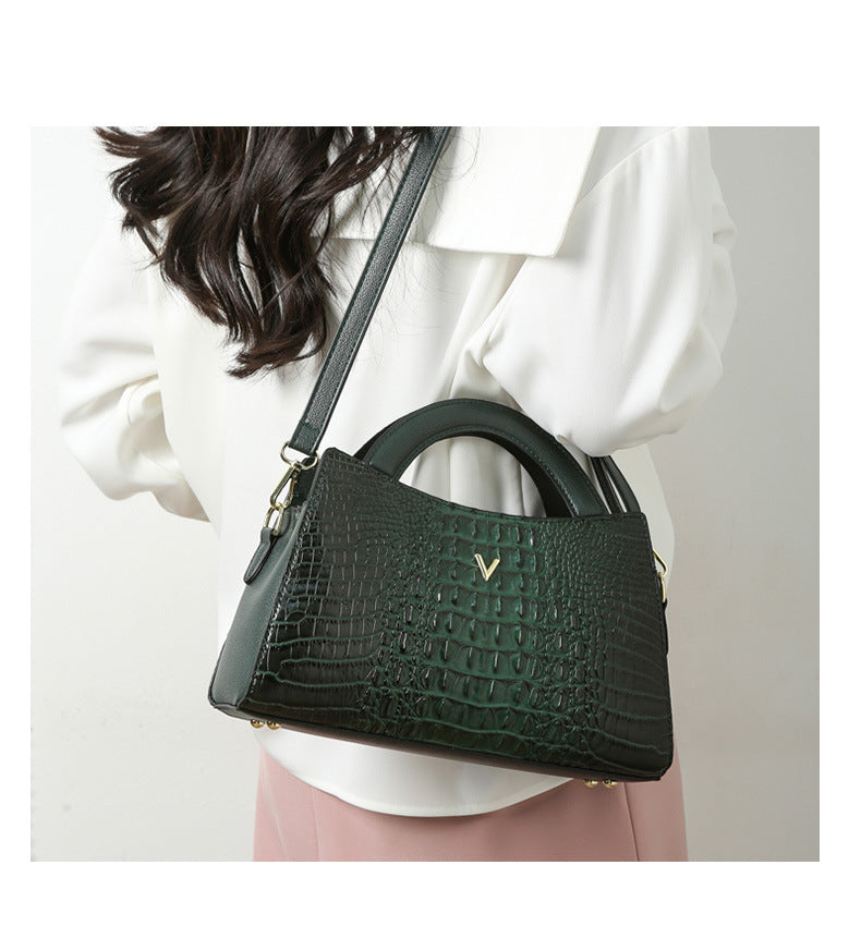 Women's Crossbody Leather Crocodile Pattern Shoulder Handbag