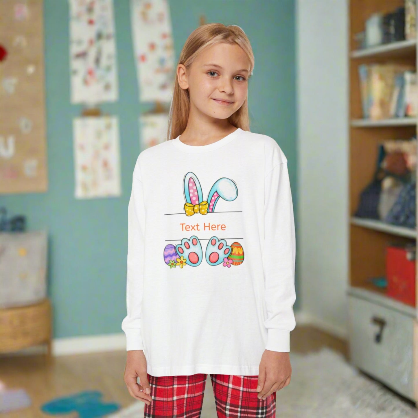 Youth Long Sleeve Holiday Outfit Set - Personalize With Easter Bunny