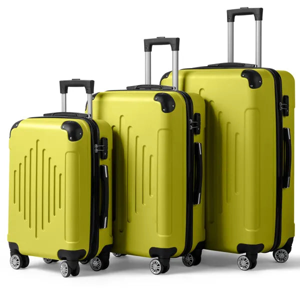 3-in-1 Trolley Case 20in 24in 28in ABS Aluminum Alloy Trolley Macaron Color - Cream Yellow 3-in-1 ABS Trolley Case 20 Inches-24 Inches-28 Inches Black - FREE USA SHIPPING