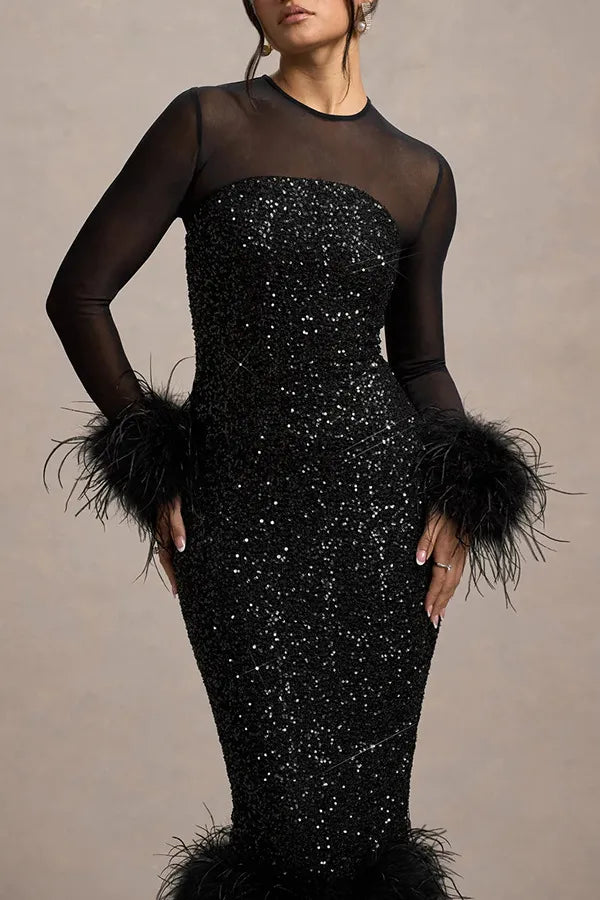 Women's Party Dress Long Sleeve Sequin