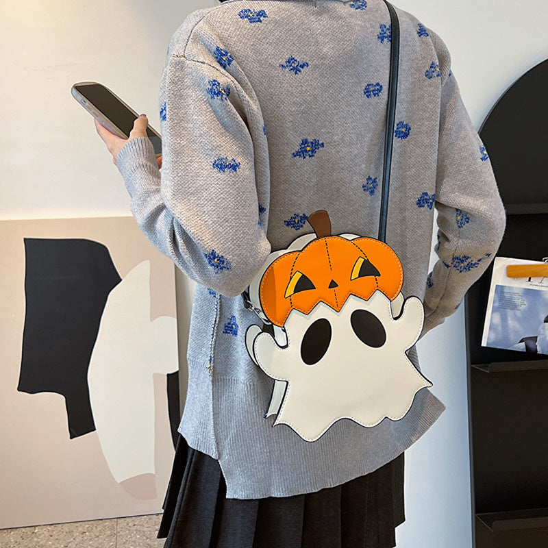 Halloween Shoulder Bags Creative 3D Cartoon Pumpkin Ghost Design Cute Bags Women Cell Phone Purses Novelty Candy Crossbody Bags