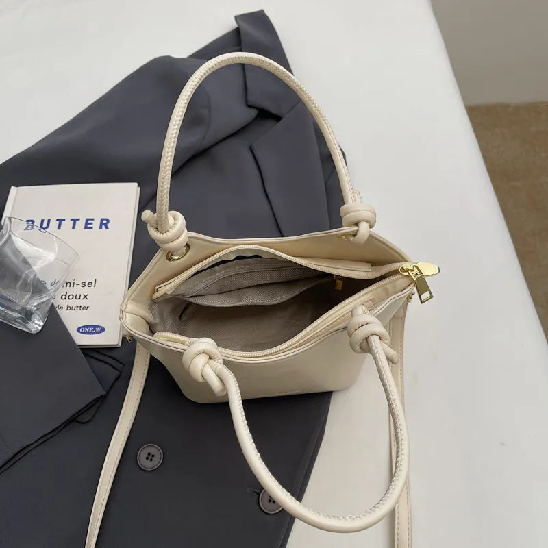 Sweet Style Zipper PU Square Women's Shoulder Crossbody Bag Solid Color Popular Commuting Fashion Small Square Bags