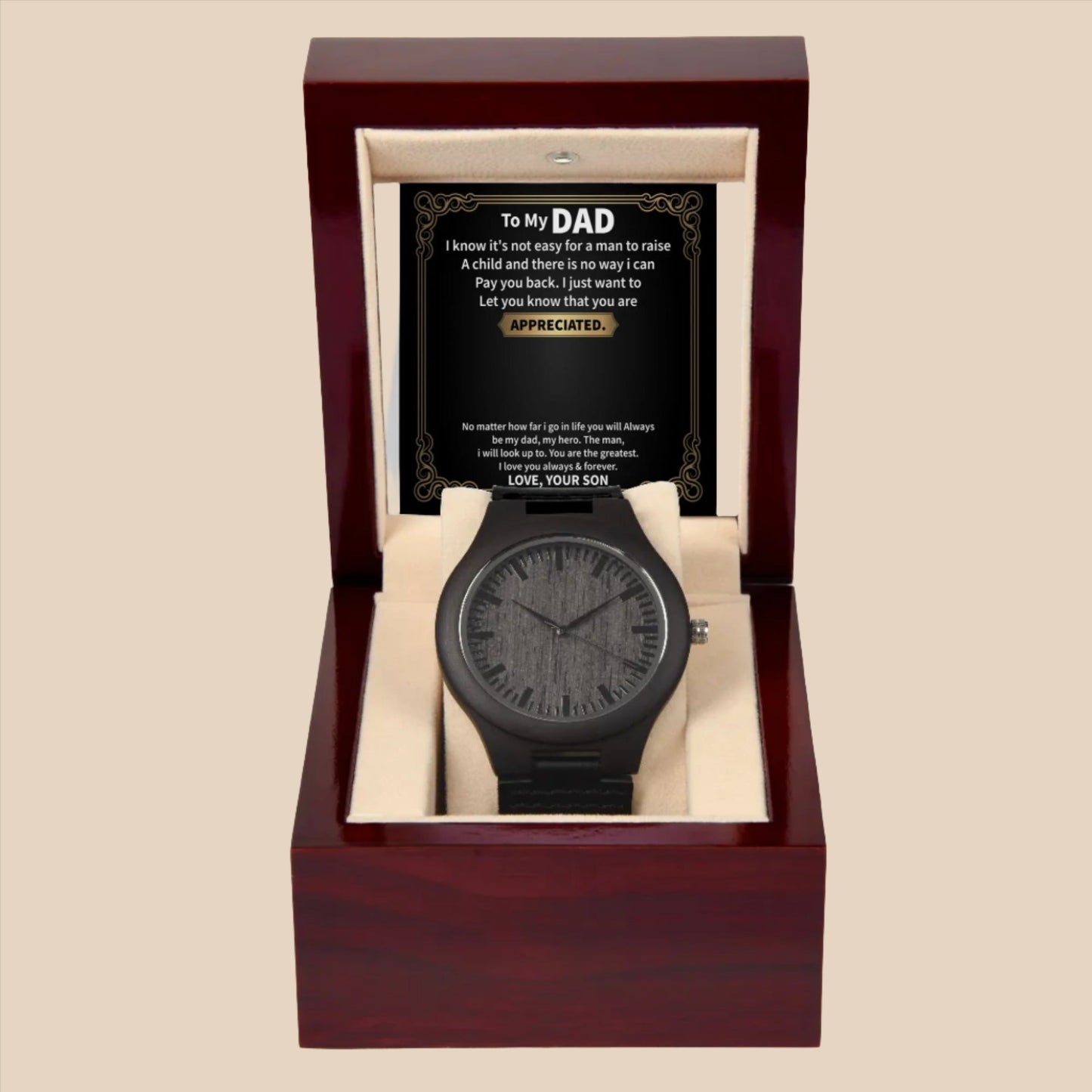 Wooden Watch + MC (NO ENGRAVING)- Customize With DAD Messages