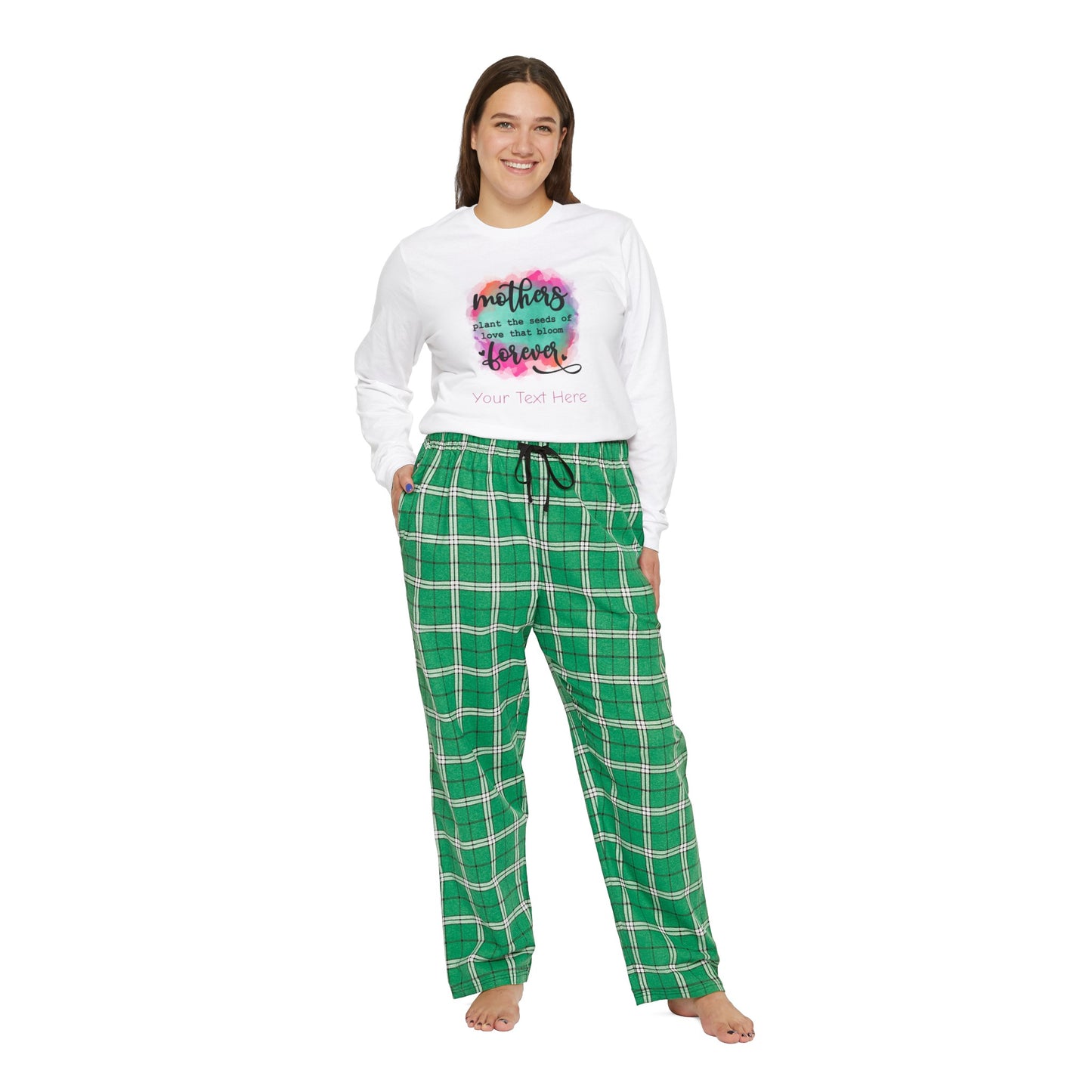 Women's Long Sleeve Pajama Set - Personalize With Colorful MOM Messages