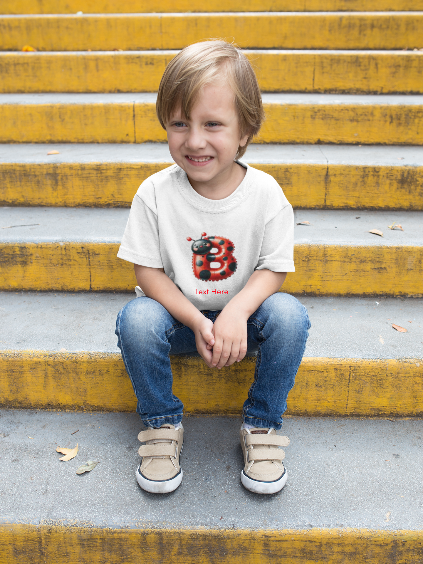 Kids Heavy Cotton™ Tee - Personalize With Lady Bug Alphabets