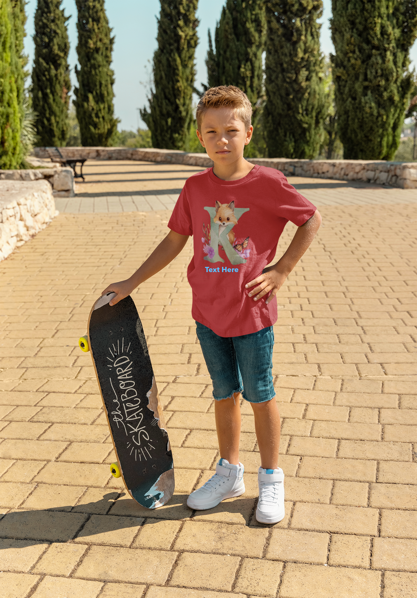 Kids Heavy Cotton™ Tee - Personalize With Cute Floral Animal Letters