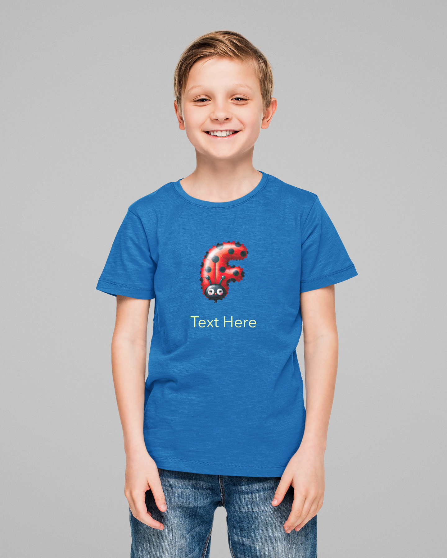 Kids Heavy Cotton™ Tee - Personalize With Lady Bug Alphabets