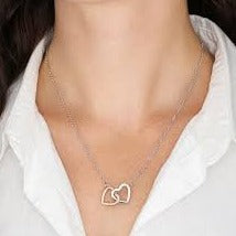 Interlocking Hearts Necklace - Personalize With Floral Designs