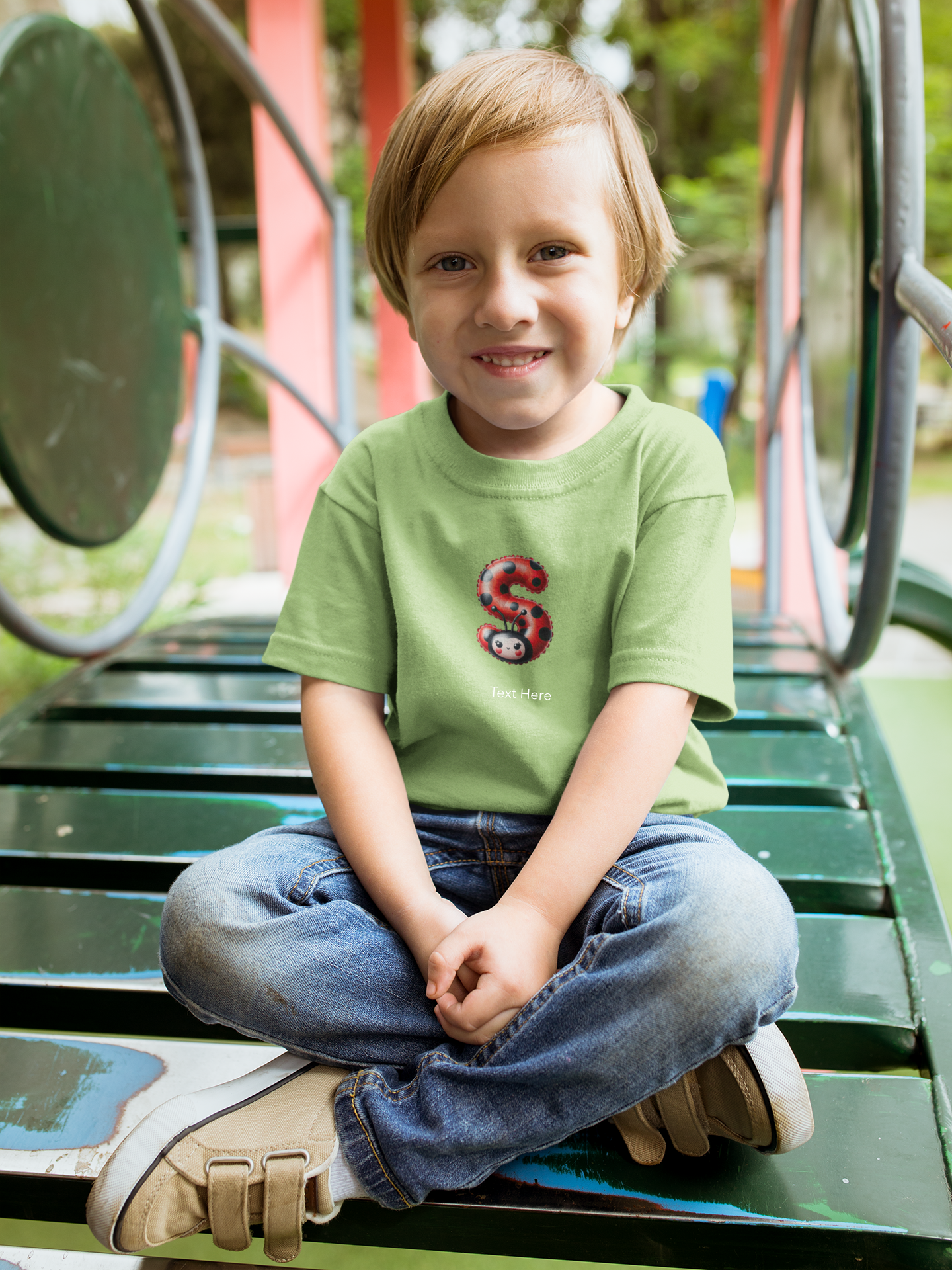 Kids Heavy Cotton™ Tee - Personalize With Lady Bug Alphabets