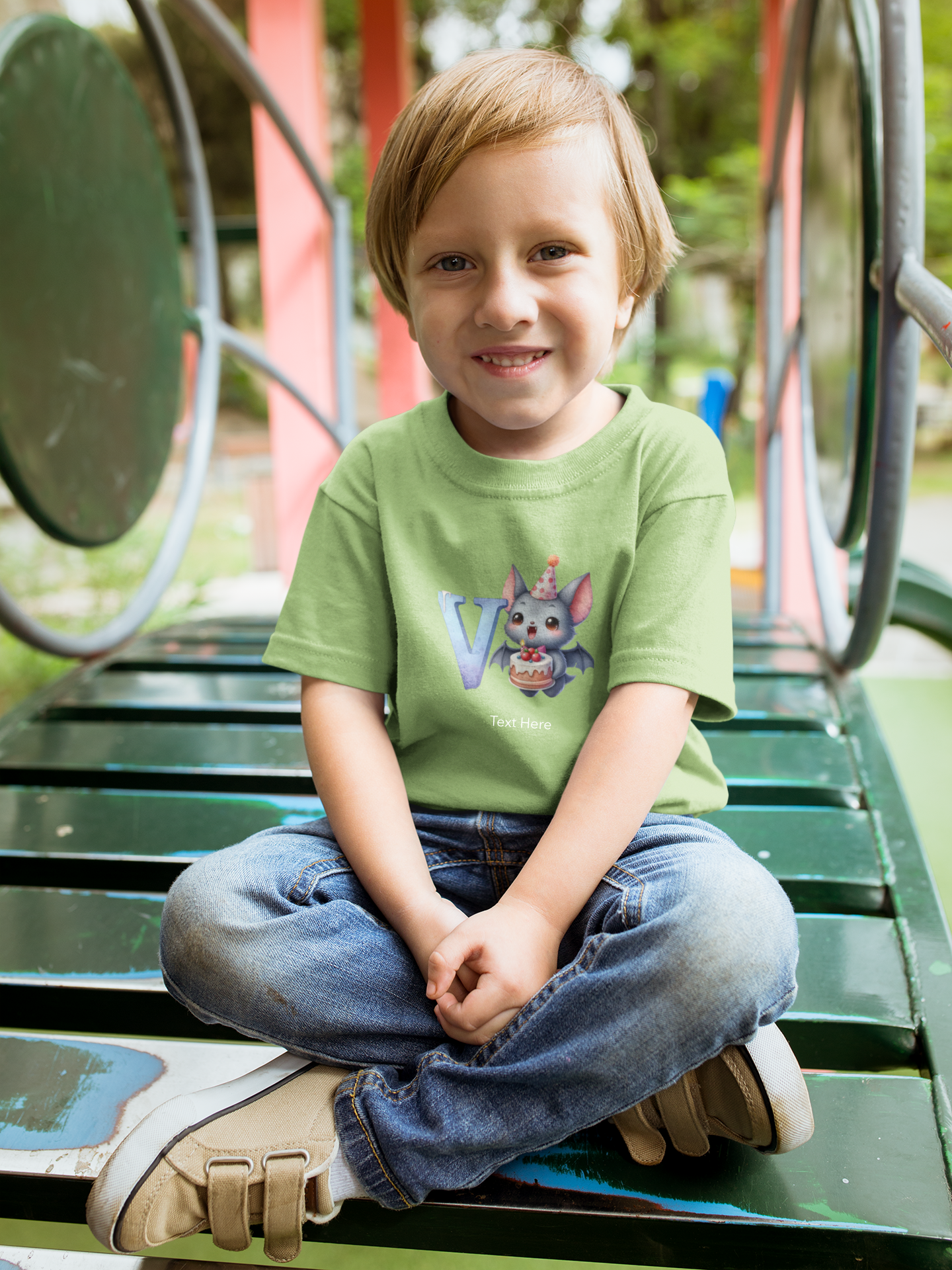 Kids Heavy Cotton™ Tee-Personalize With Cute  Animal Letters