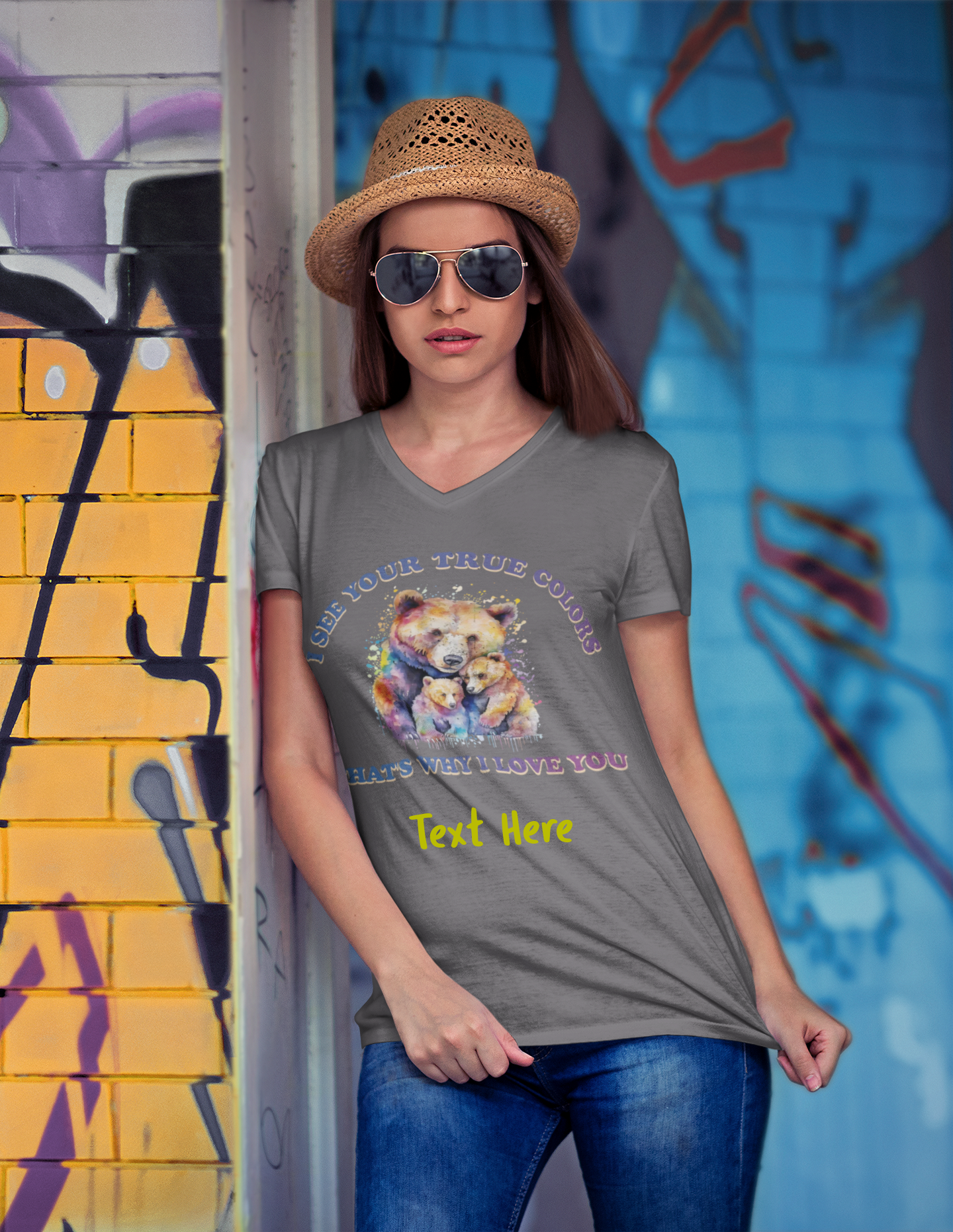 Ladies' V-Neck T-Shirt - Personalize With Autism Quotes