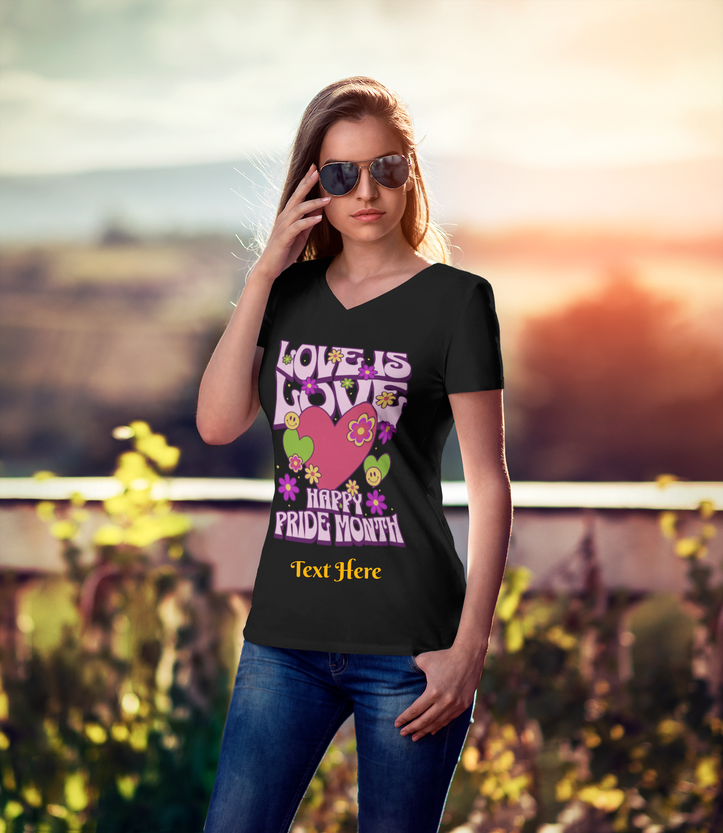 Ladies' V-Neck T-Shirt - Personalize With Valentine Themes