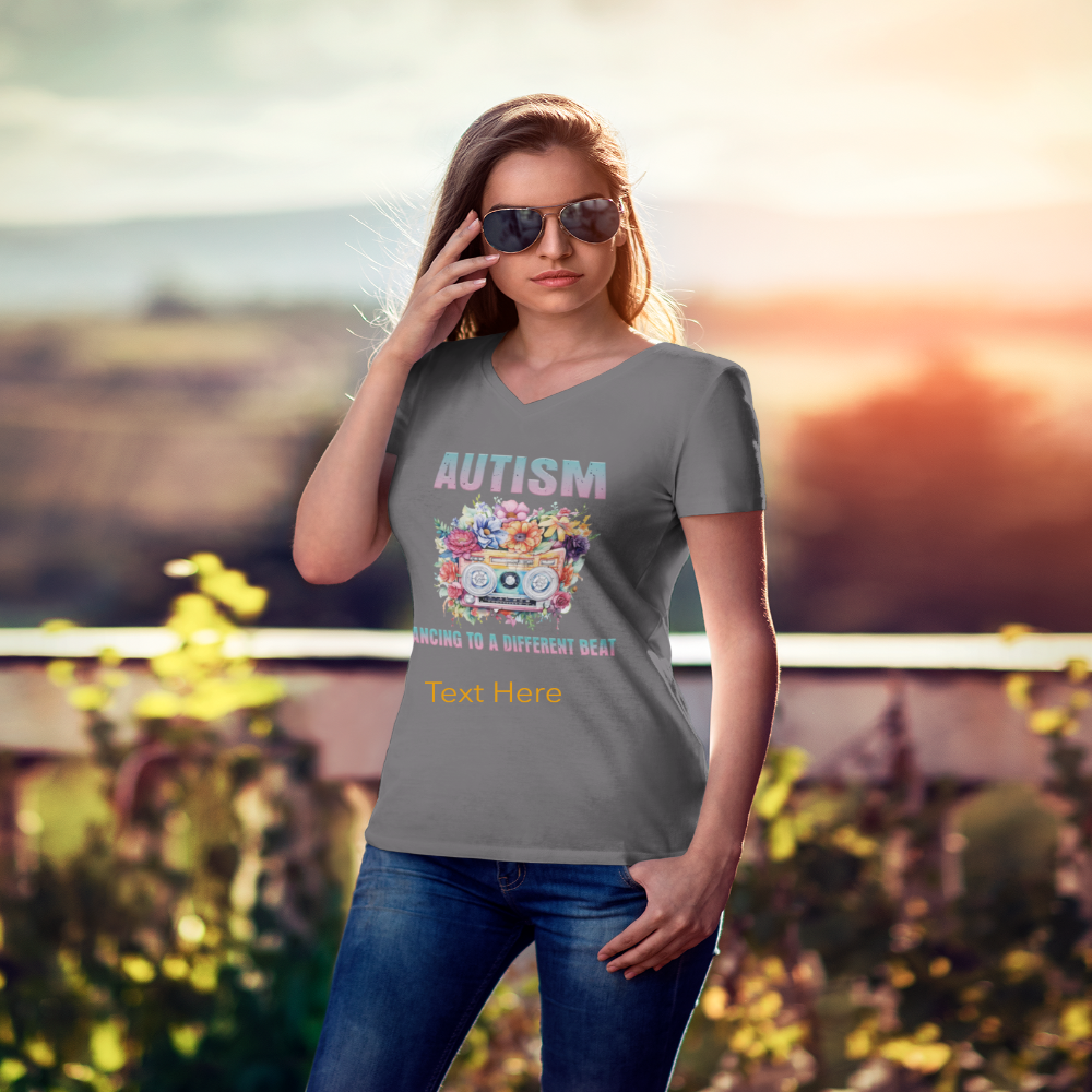 Ladies' V-Neck T-Shirt - Personalize With Autism Quotes