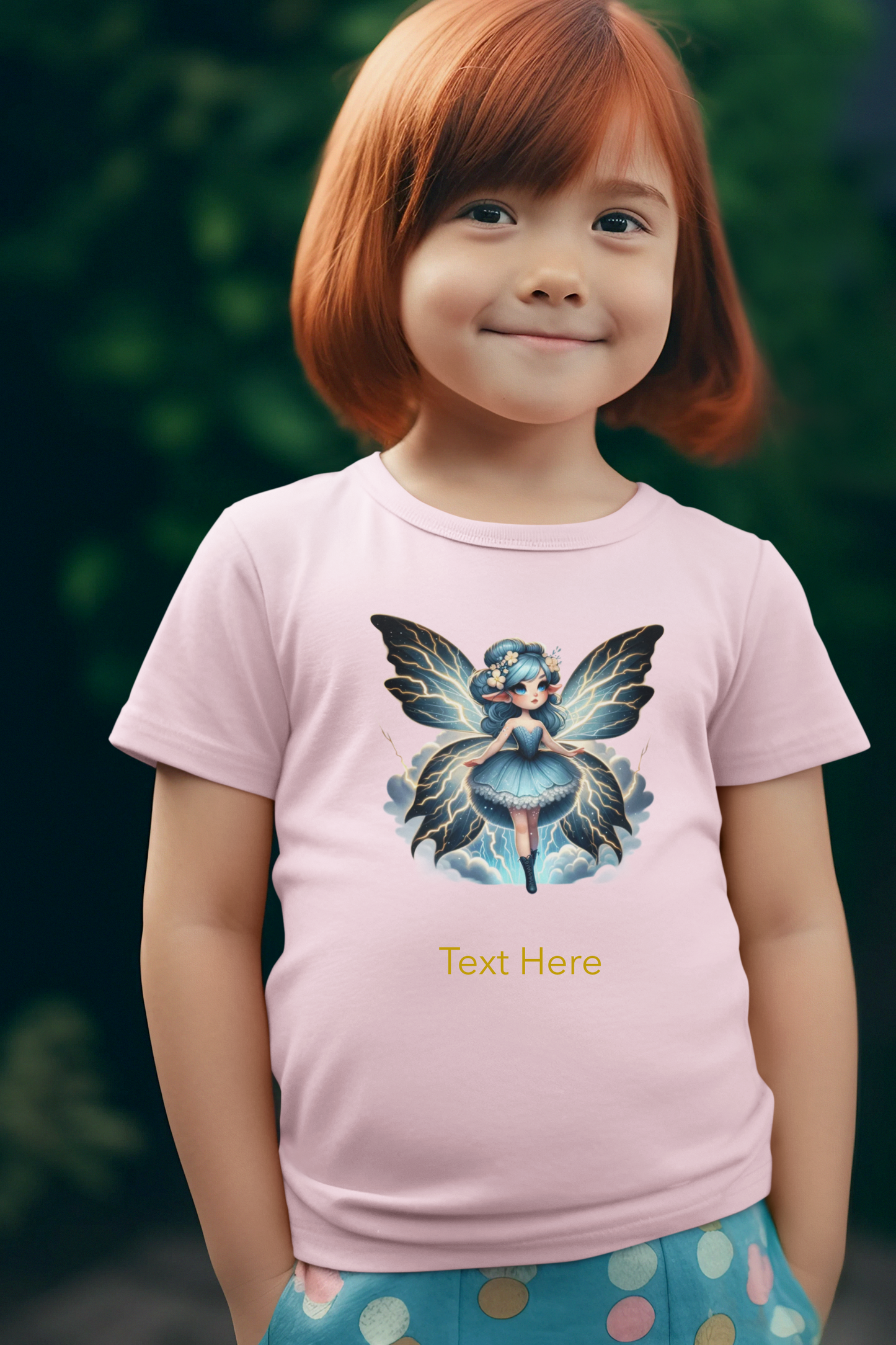 Kids Heavy Cotton™ Tee-Personalize With Cute Fairies