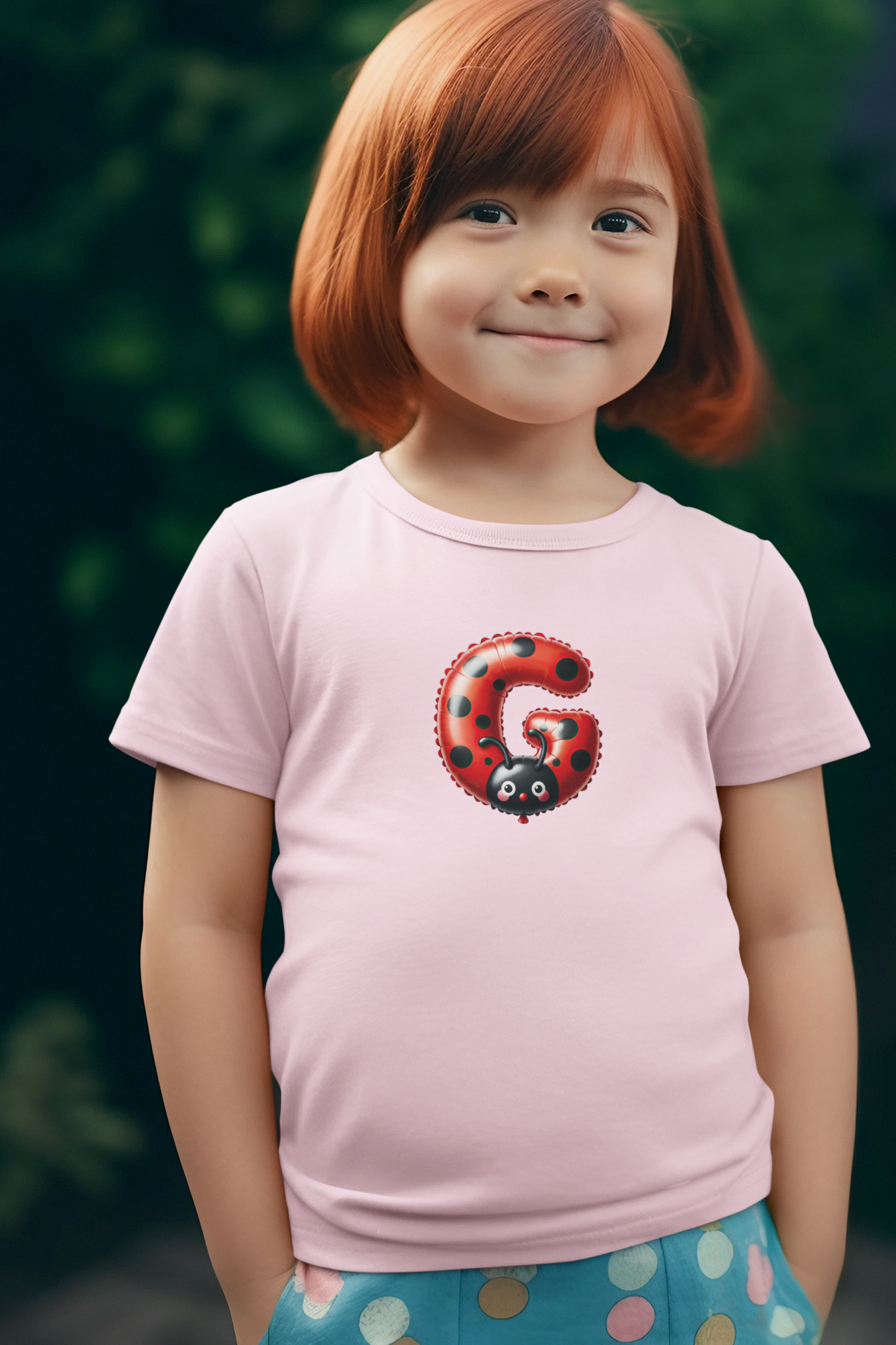 Kids Heavy Cotton™ Tee - Personalize With Lady Bug Alphabets