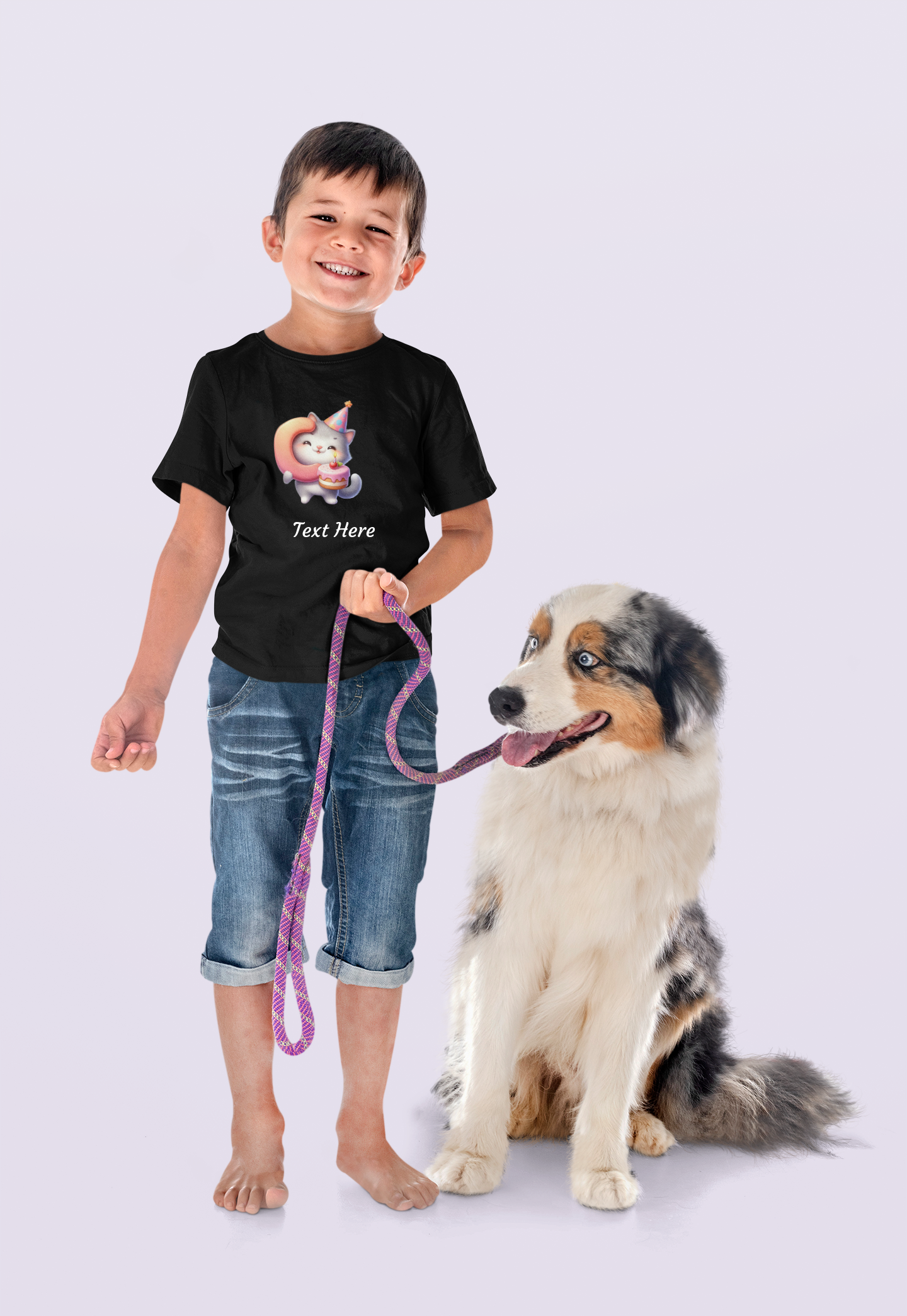 Kids Heavy Cotton™ Tee-Personalize With Cute  Animal Letters