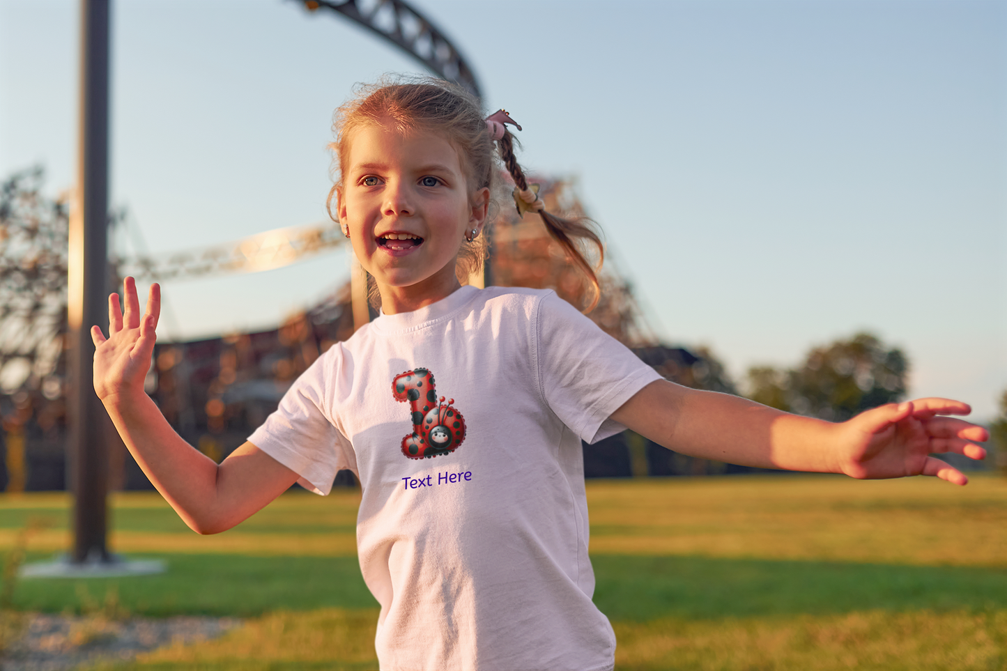 Kids Heavy Cotton™ Tee - Personalize With Lady Bug Alphabets