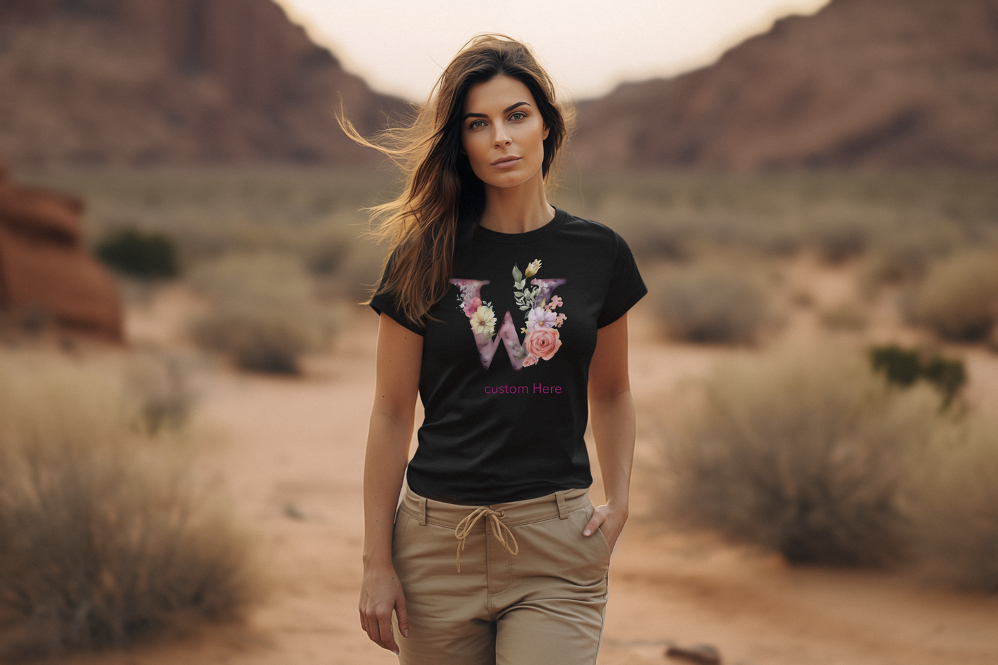 Women's Softstyle Tee - Personalize With Floral Letters