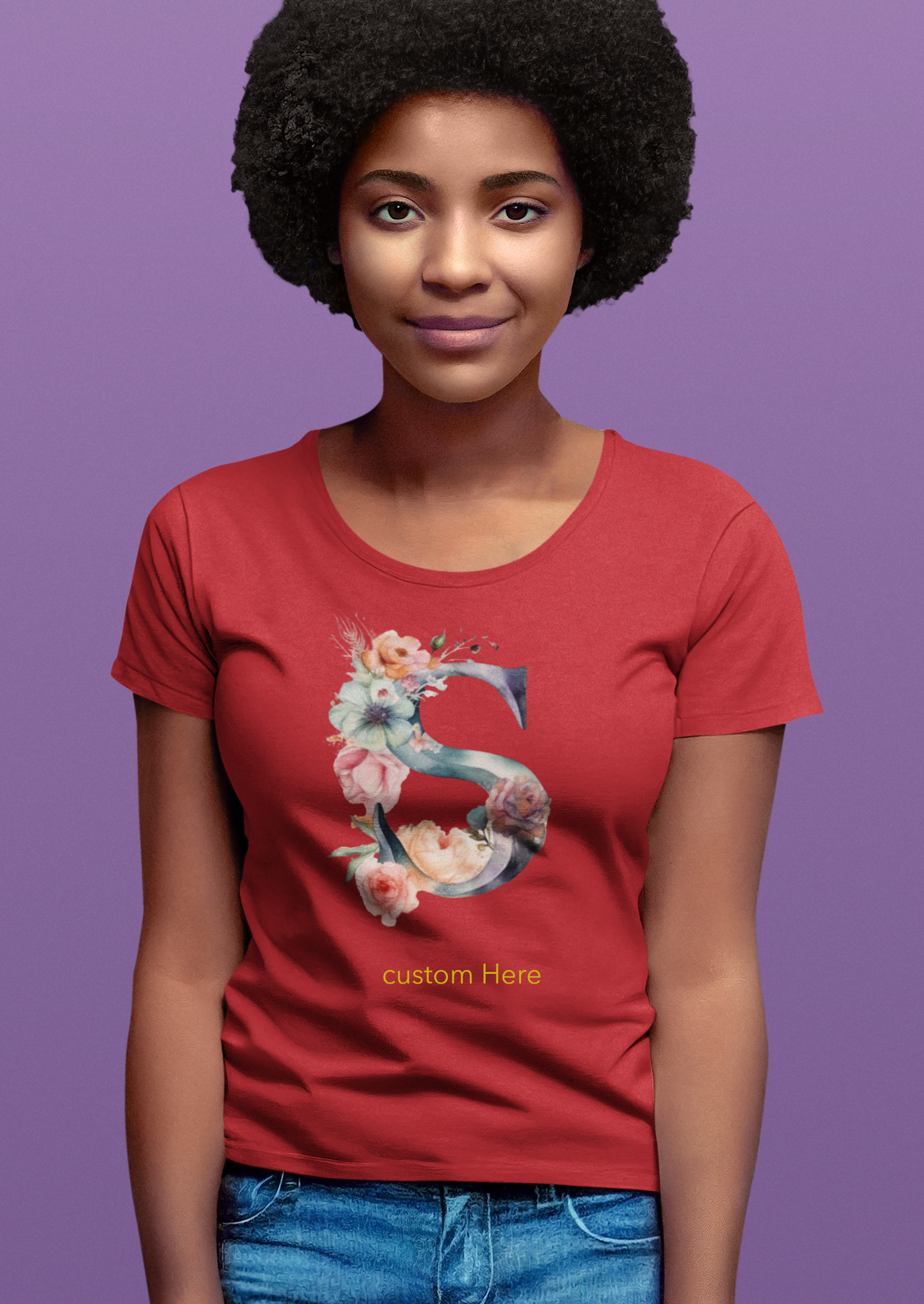 Women's Softstyle Tee - Personalize With Floral Letters