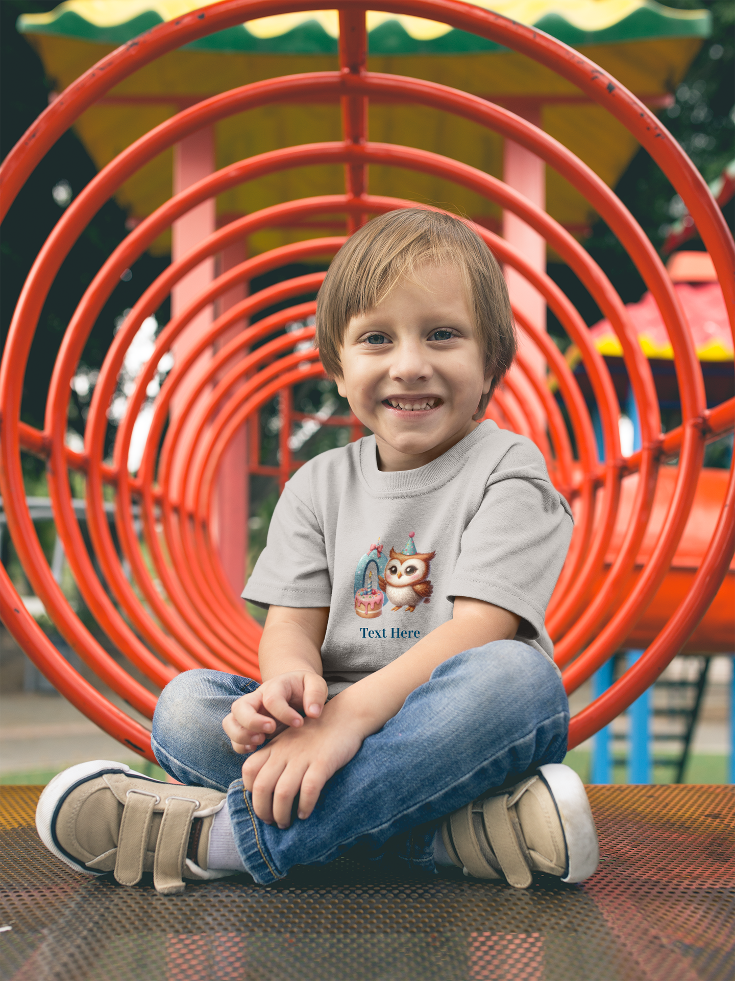 Kids Heavy Cotton™ Tee-Personalize With Cute  Animal Letters