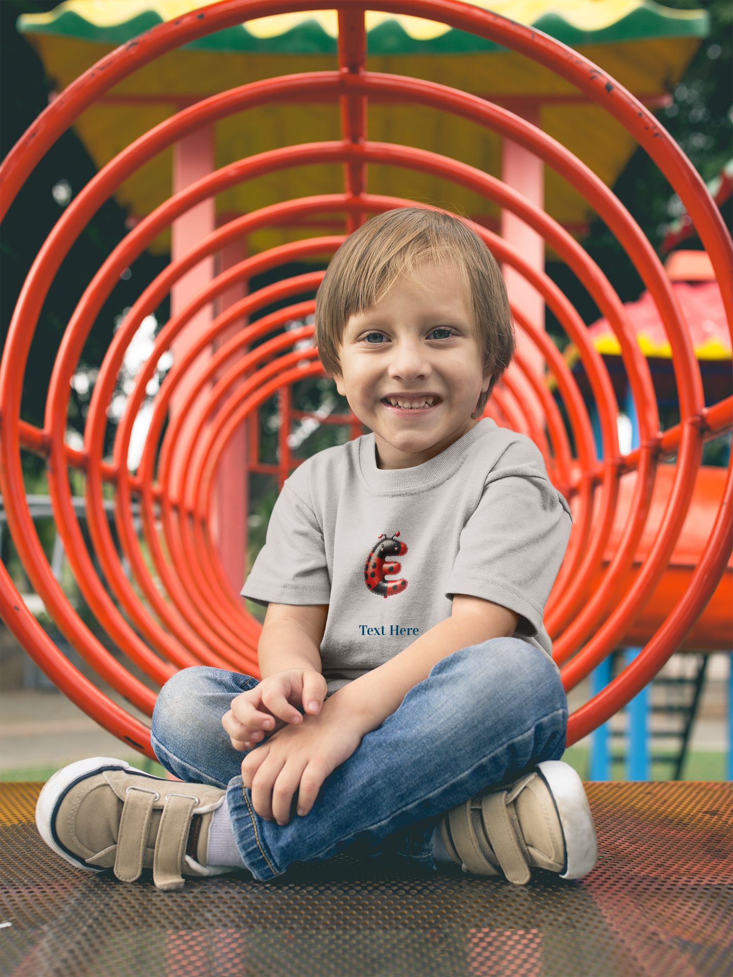 Kids Heavy Cotton™ Tee - Personalize With Lady Bug Alphabets