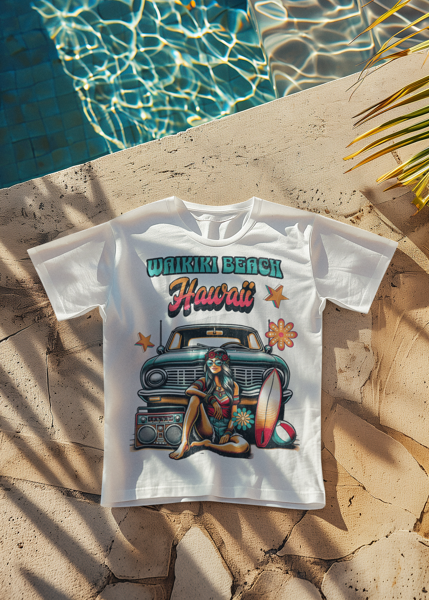 Unisex Softstyle T-Shirt- Personalized Waikiki Beach Hawaii TShirt