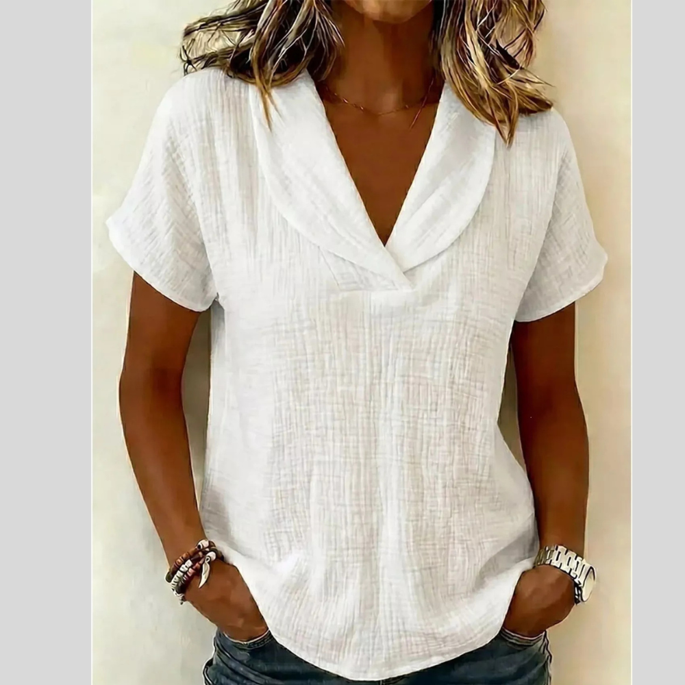 Full Size Textured Short Sleeve Blouse Plus Size