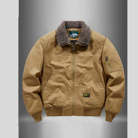 Men's Plus Size Zip Up Fur Collar Jacket
