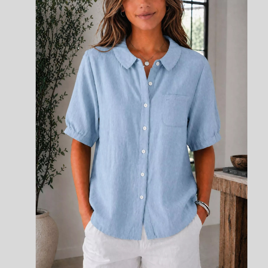 Full Size Button Up Short Sleeve Shirt Plus Size