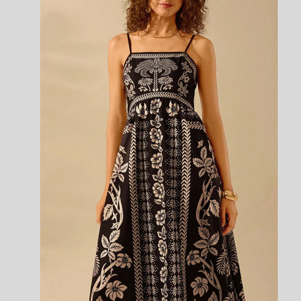Floral Print Spaghetti Strap Casual Maxi Dress
