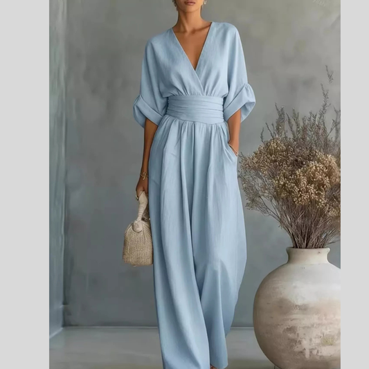 Full Size Half Sleeve Wide Leg Jumpsuit Plus Size