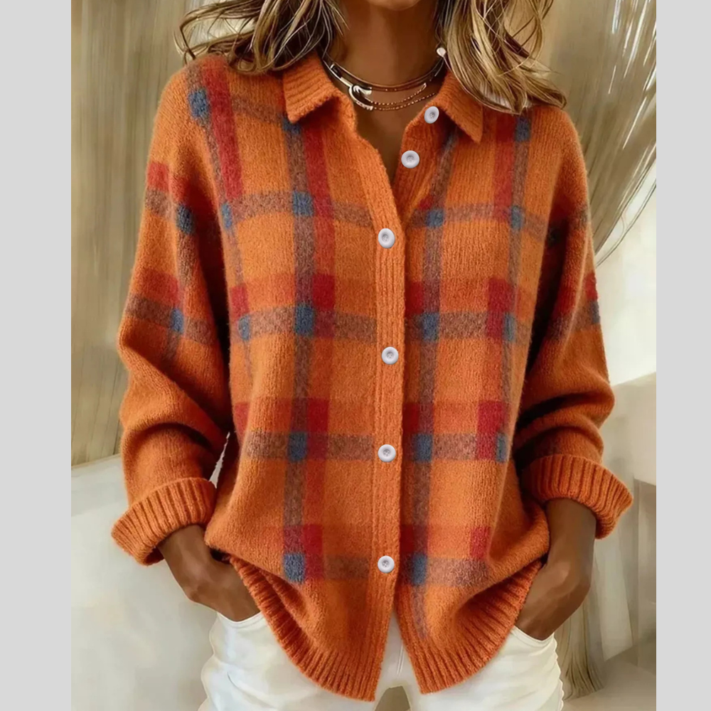 Plaid Button-Up Cardigan