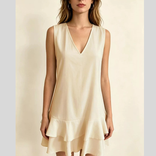Full Size Sleeveless V-Neck Tiered Ruffle Mini Dress Plus Size