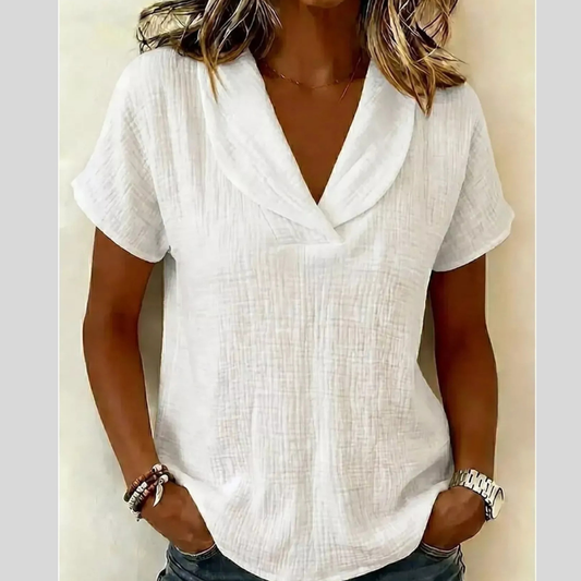 Full Size Casual Short Sleeve Textured Blouse Plus Size