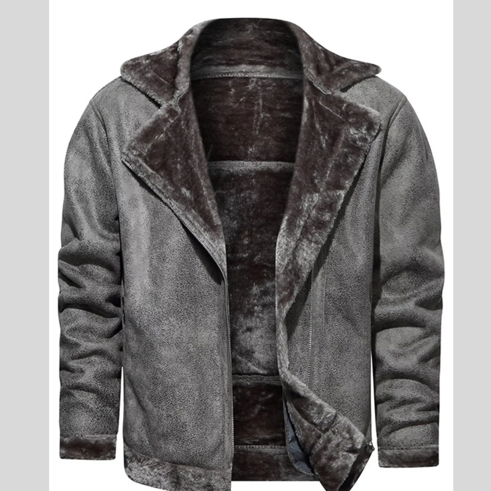 Men's Plus Size Zip Up Fuzzy Outerwear