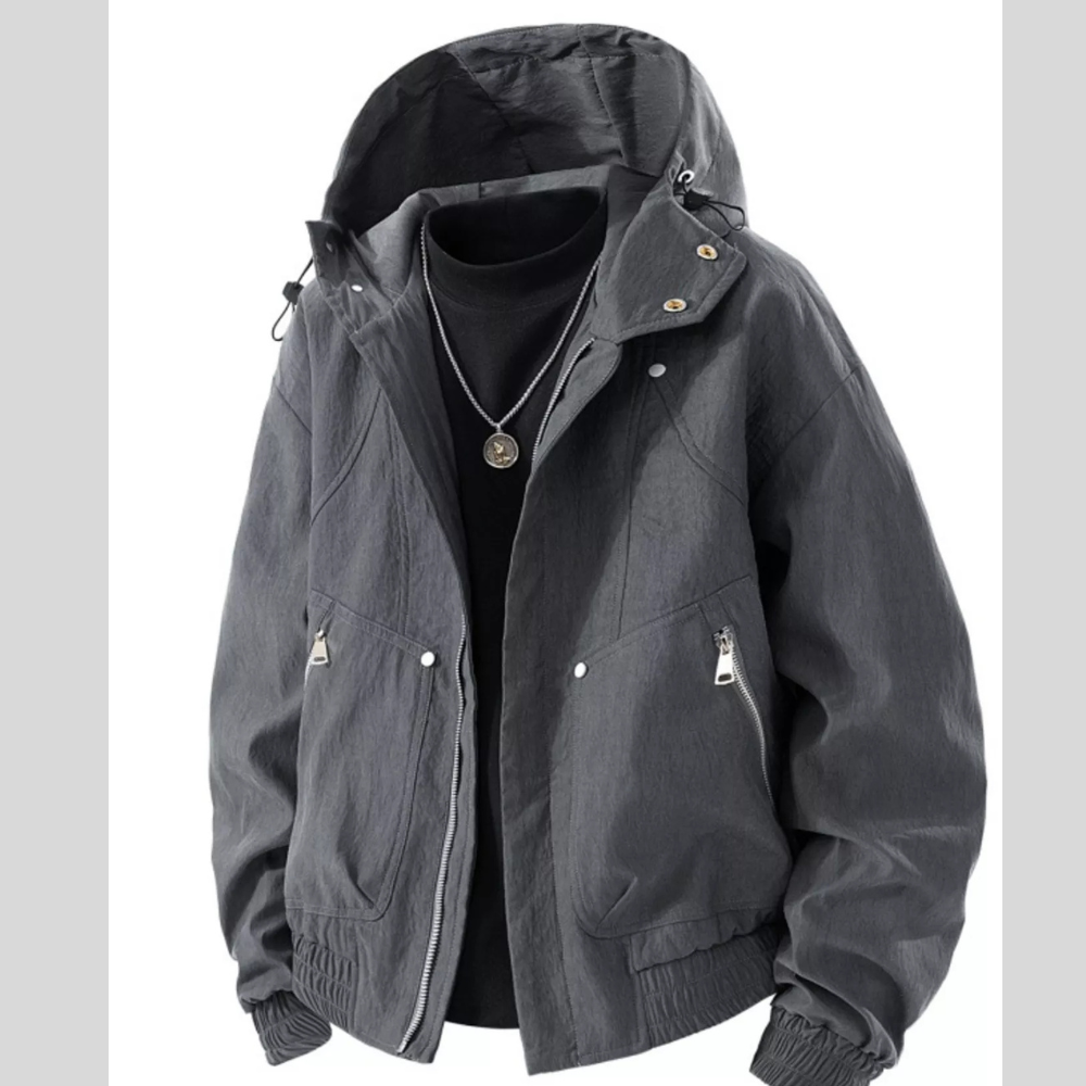Men's Plus Size Casual Hooded Lightweight Windbreaker Jacket