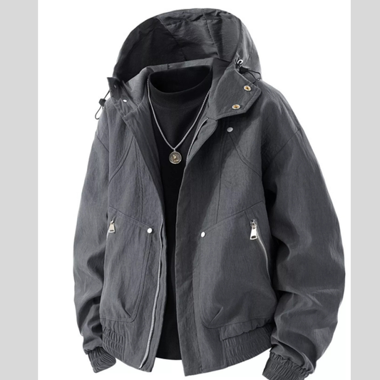 Men's Plus Size Casual Hooded Lightweight Windbreaker Jacket
