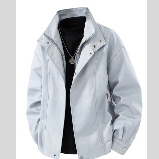 Men's Plus Size Casual Stand Collar Zipper Jacket