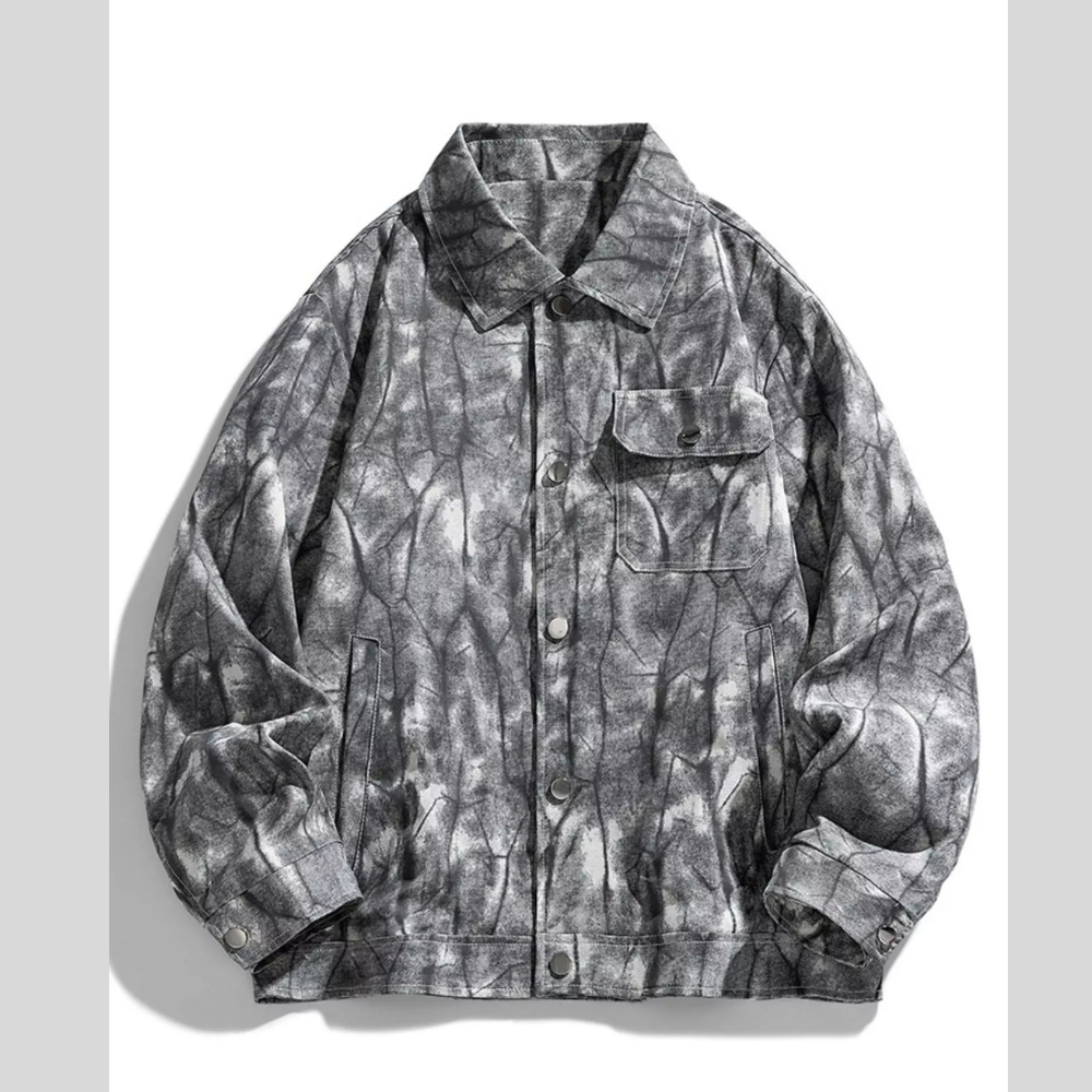 Men's Plus Size Abstract Print Long Sleeve Casual Jacket