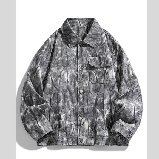 Men's Plus Size Abstract Print Long Sleeve Casual Jacket