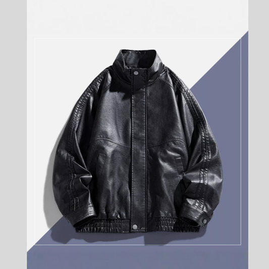 Men's Plus Size Vintage Style Faux Leather Moto Jacket