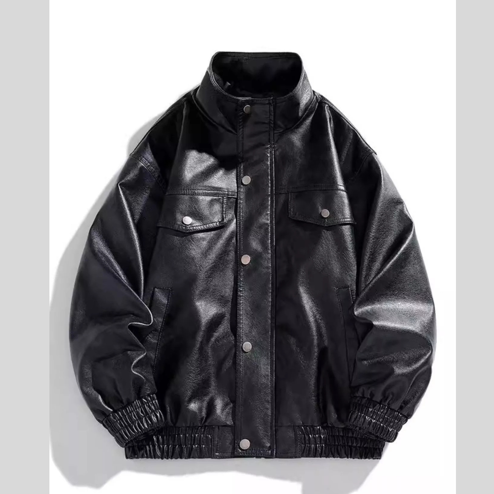 Men's Plus Size Snap Down Jacket with Pockets