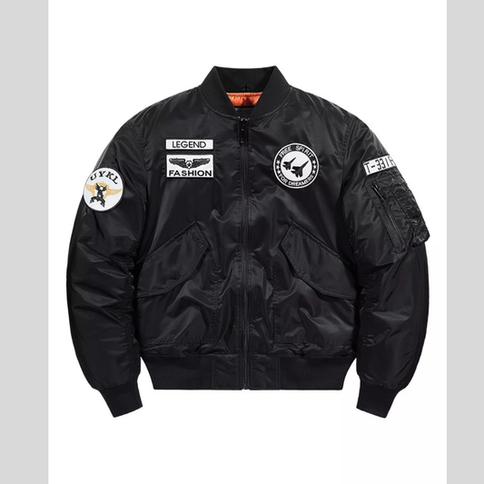 Men's Plus Size Embroidered Patches Bomber Jacket
