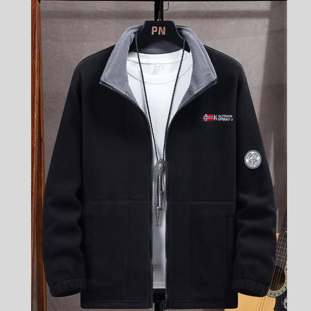 Men's Full Size Zip Up Long Sleeve Fleece Jacket Plus Size