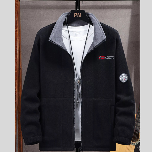 Men's Full Size Zip Up Long Sleeve Fleece Jacket Plus Size