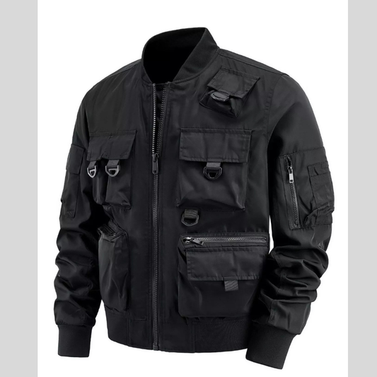 Men's Plus Size Multi-Pocket Tactical Bomber Jacket