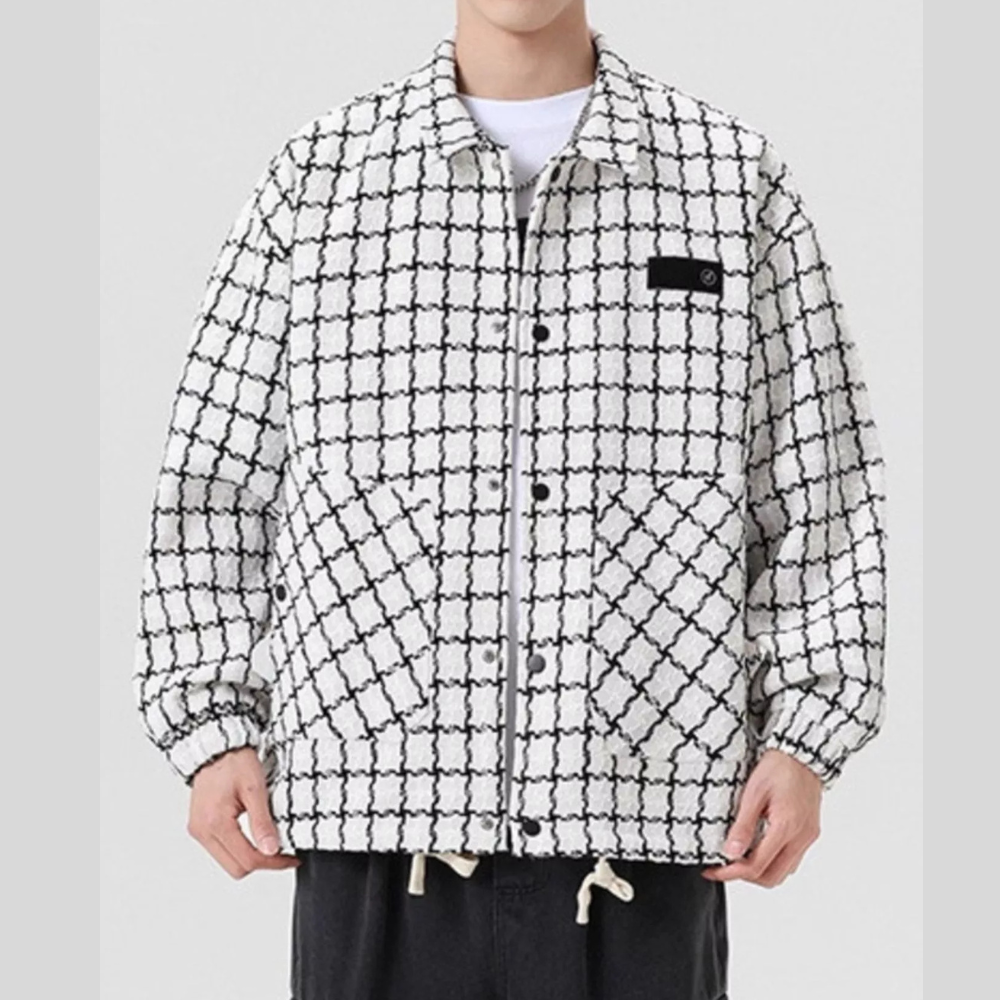 Men's Full Size Plaid Button Up Casual Jacket Plus Size