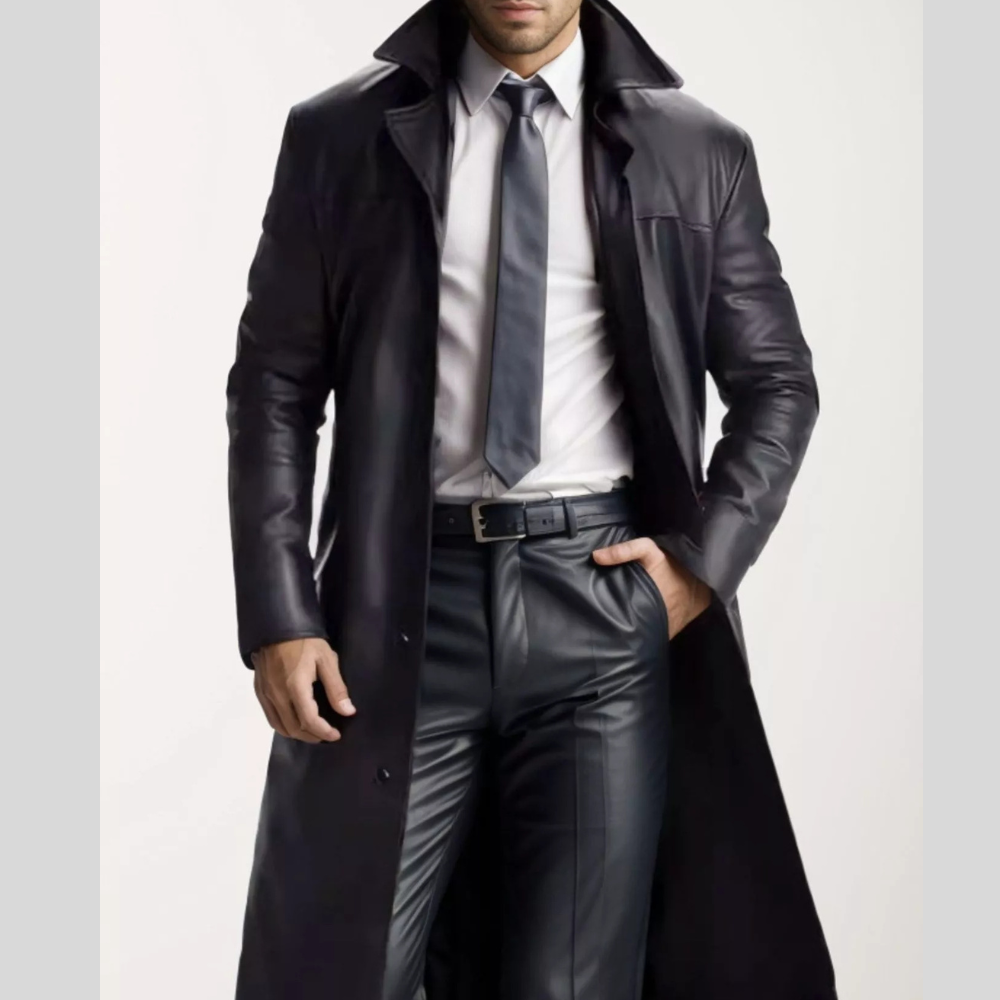 Men's Full Size Button Up Long Sleeve Longline Jacket Plus Size