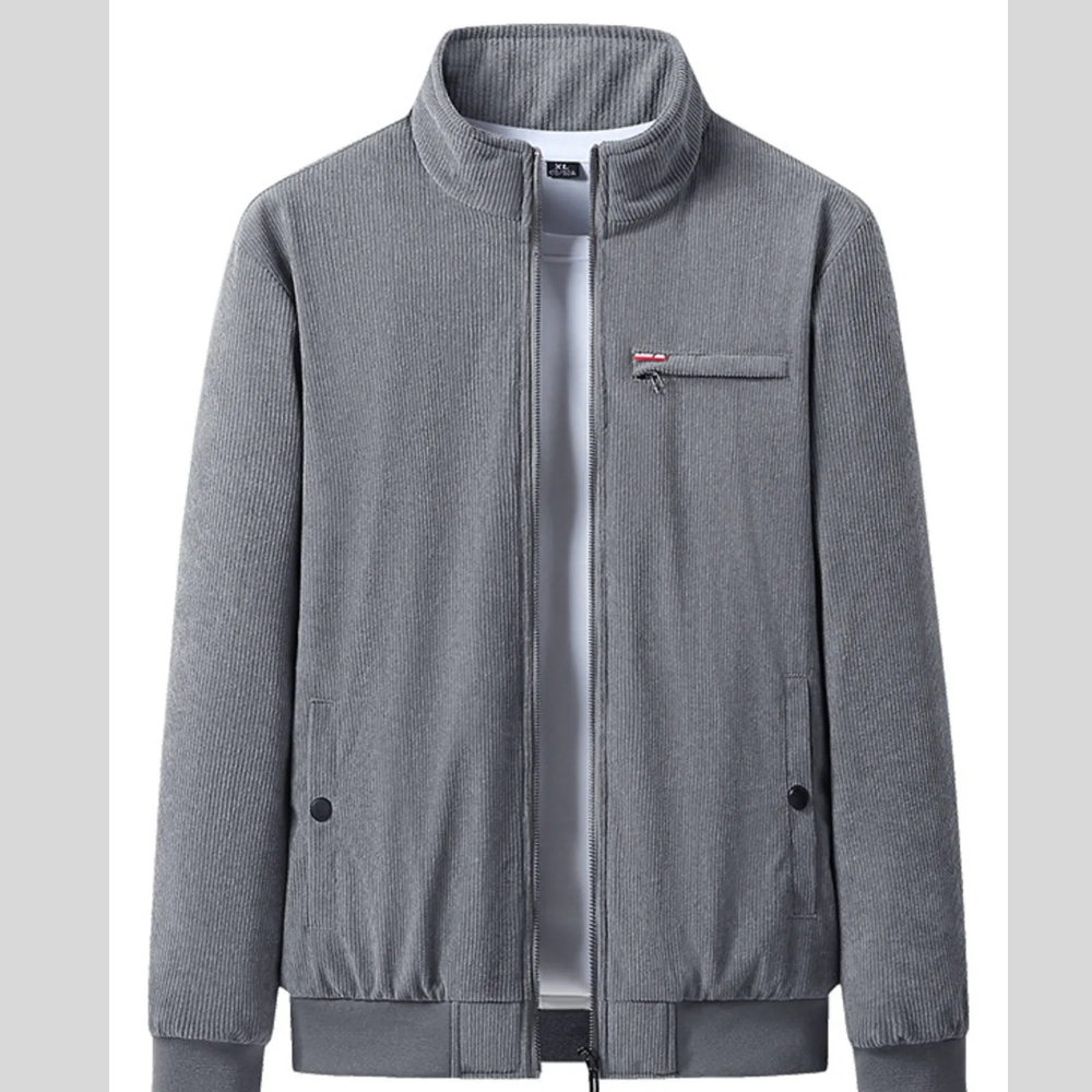Men's Plus Size Full-Zip Bomber Corduroy Jacket with Sherpa Lining
